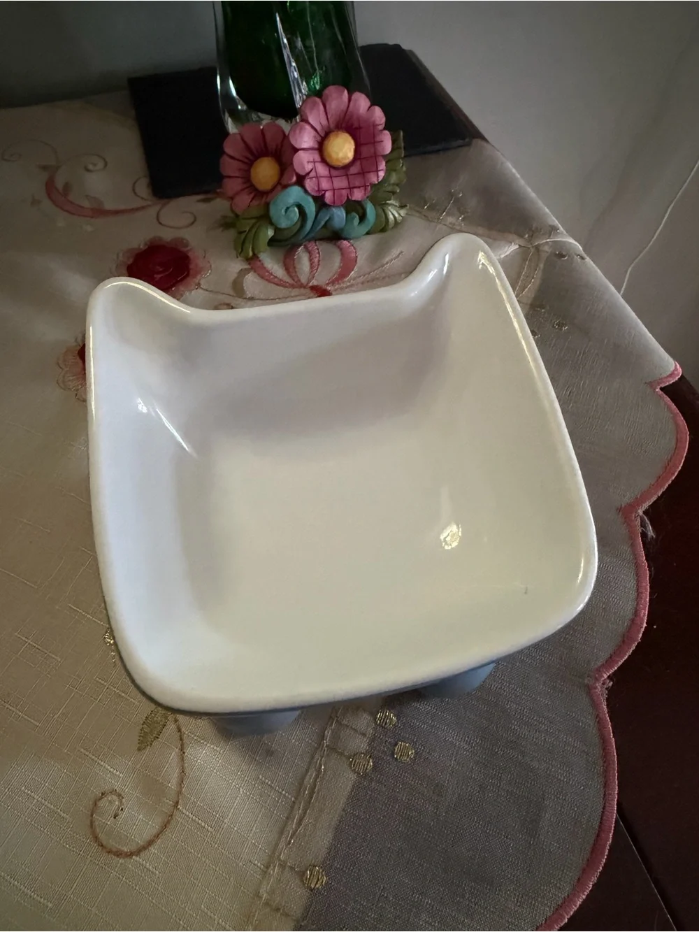 Light Blue Ceramic Square Bowl